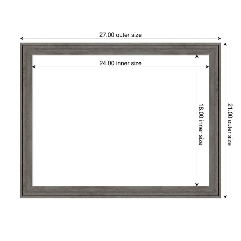 Amanti Art Regis Barnwood Grey Narrow Framed Dry Erase Magnetic Board - 27 x 21 in - Regis Barnwood Grey Narrow