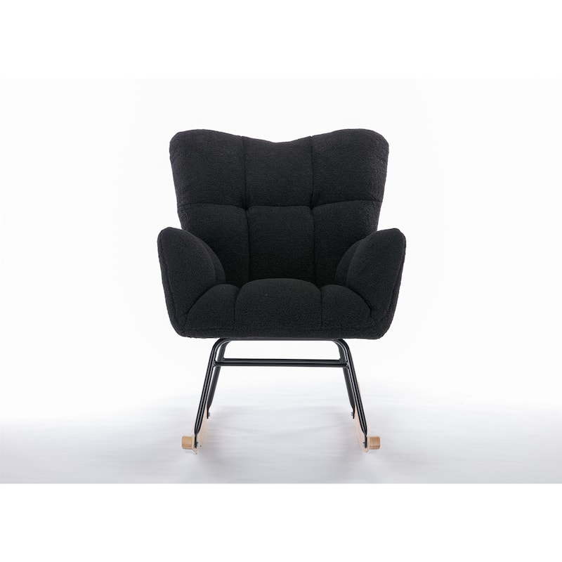 Teddy Fabric Rocking Gilder Nursery Chair - Black
