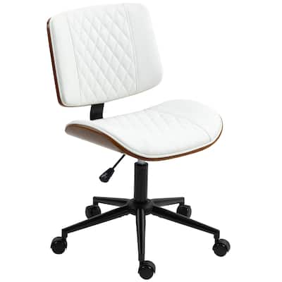 Modern PU Leather Desk Chair with Curved Seat and Tilt Function Swivel and Bentwood Frame - 17.3" W x 20.5" D x 31.5" -35.4" H