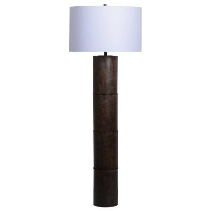 Saen 65 Inch Floor Lamp, Modern Black Cylindrical Base, White Drum Shade
