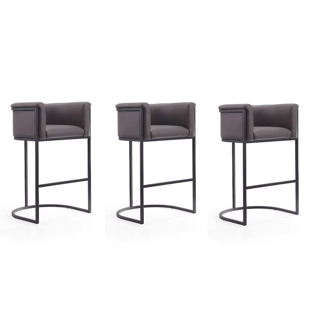Manhattan Comfort Cosmopolitan 37.8 in. Black Metal Barstool (Set of 3)