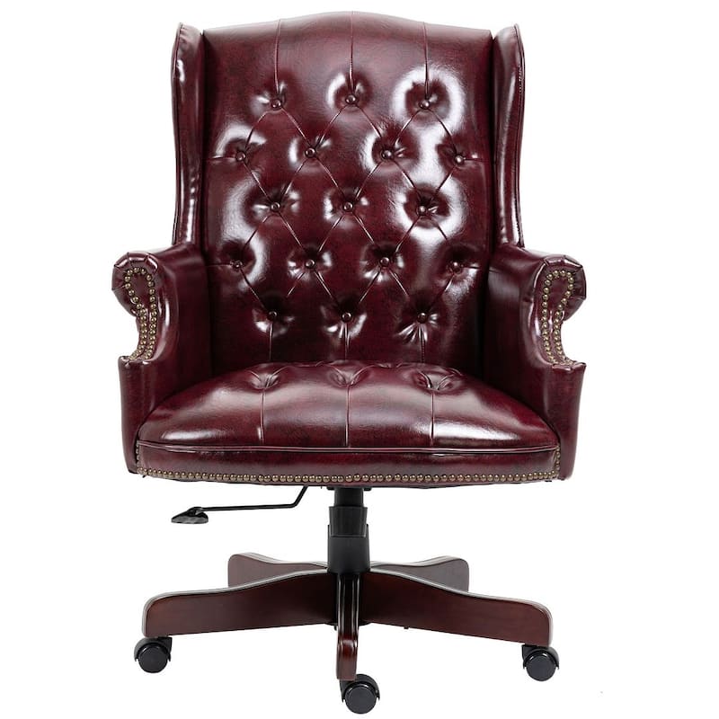 Executive PU Leather Tilt Swivel Office Chair, Ergonomic Reclining Comfortable Desk Chair