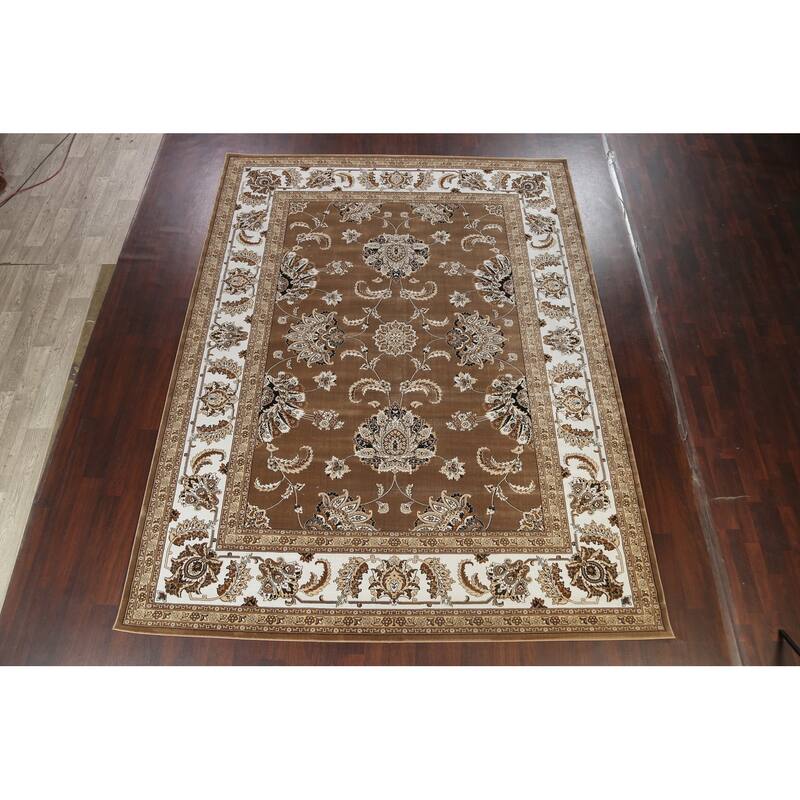 Brown Floral Traditional Tabriz Turkish Area Rug Oriental Carpet