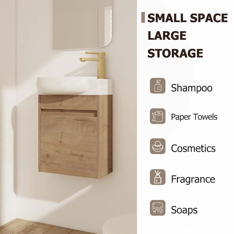 16 Inch soft Close Doors Bathroom Vanity With Sink
