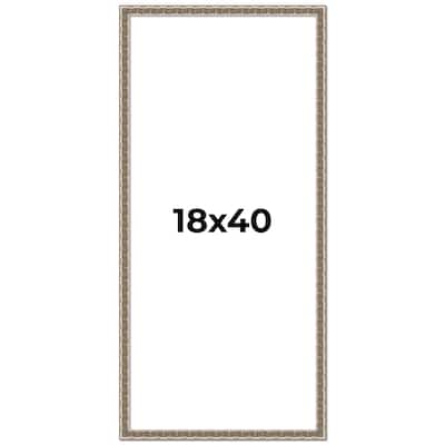 18x40 Frame Silver Versailles Ornate Solid Wood Picture Frame | 1 Inch
