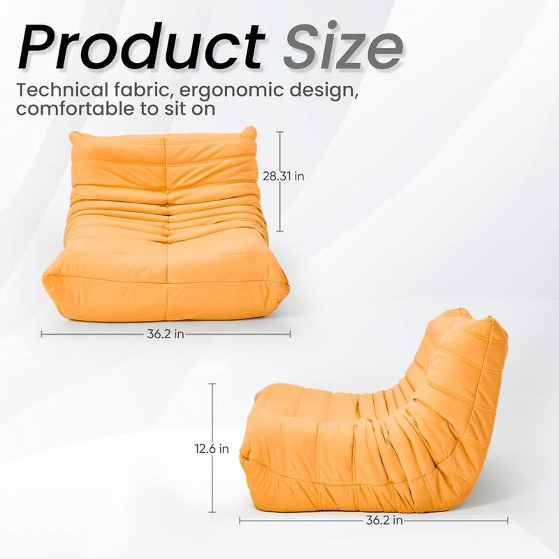 EROMMY Bean Bag Chair Togo Sofa - 28D Memory Foam Floor Chair for Adults & Kids, Lightweight Faux Leather Lounger in 5 Colors