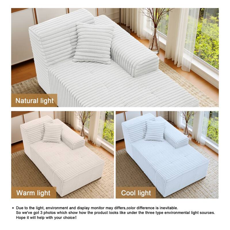 32" W No Assembly Required Plush Corduroy Chaise