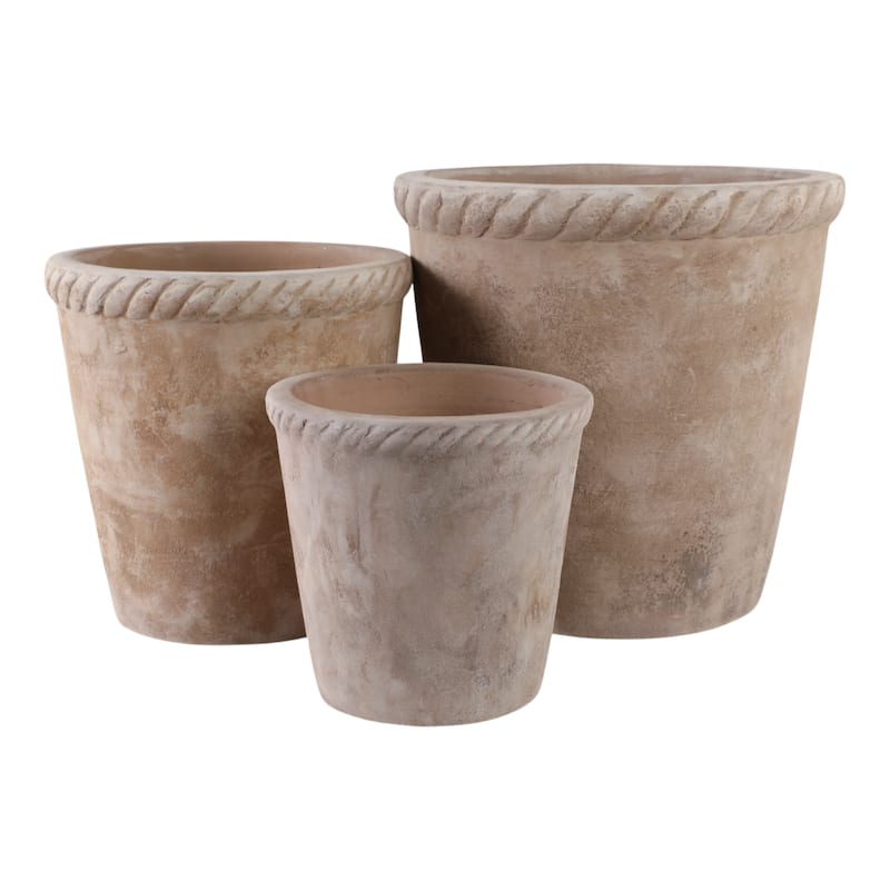 Handcrafted Pottery Clay Planter Set of 3 - Modern Decorative Versatile Design - 15" x 15" x 15"