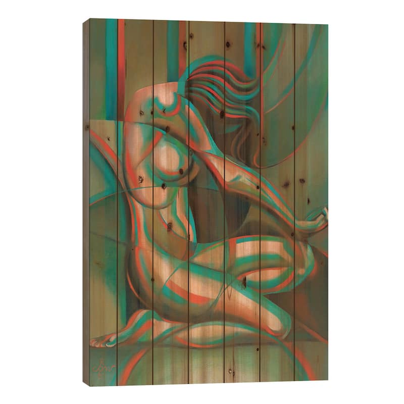 Anaglyphical Roundism Print On Wood by Corné Akkers - Multi-Color - 26x18x1.5