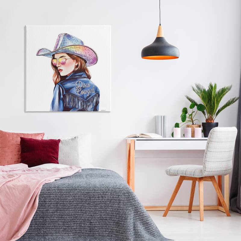Stupell Disco Cowgirl in Blue Canvas Wall Art Design By Amanda Greenwood