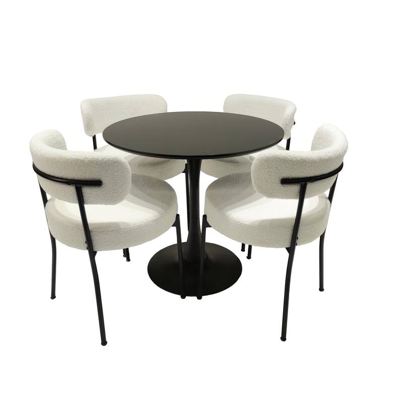 Modern White Dining Chair Set of 2 with Rotatable Foot Pad, Thickened Cushion, and Curved Backrest