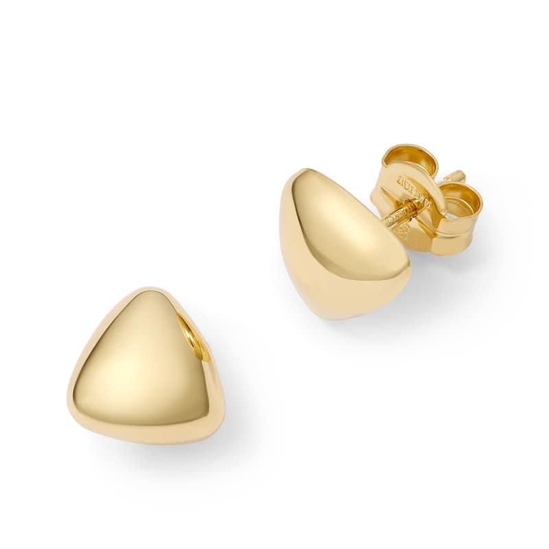 Clover 14K Yellow Gold High-Polish Puffed Triangle Stud Earrings