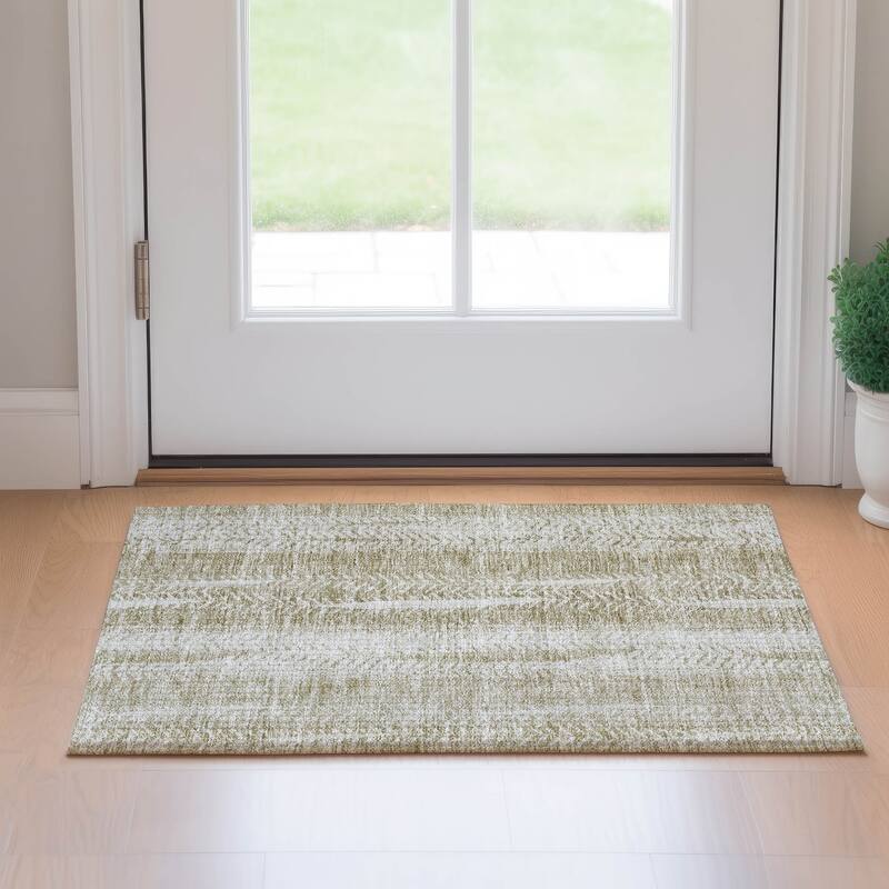Premium Washable Super Soft Stripe Tracks Mayfield Rug - Beige - 1' 8" x 2' 6" - Rectangle