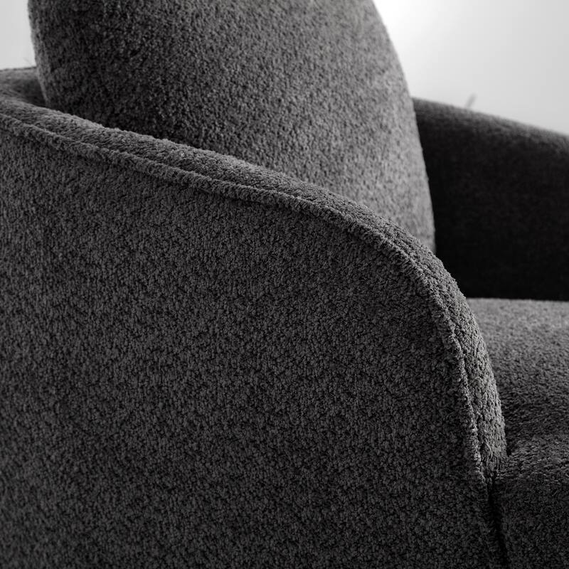 30.3" Boucle Upholstered Swivel Chair Barrel Accent Chair, 360° Swivel Club Chair, Comfy Round Lounge Armchair