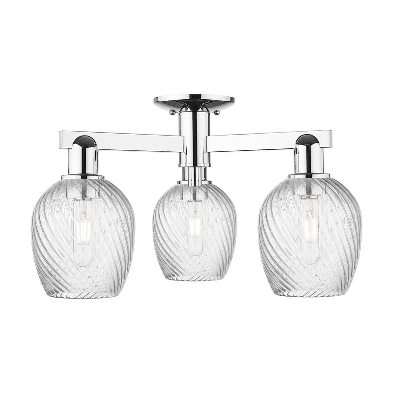 Innovations Lighting 716-3F-12-24 Salina Semi-Flush Salina 3 Light 24" - Polished Chrome / Clear Spiral Fluted