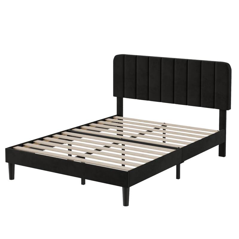 Javlergo Upholstered Bed Frames with Height-adjustable Headboard