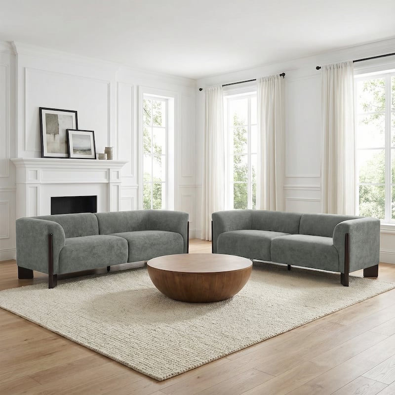 Upholstered Oversized Sofa Loveseat Set of 2