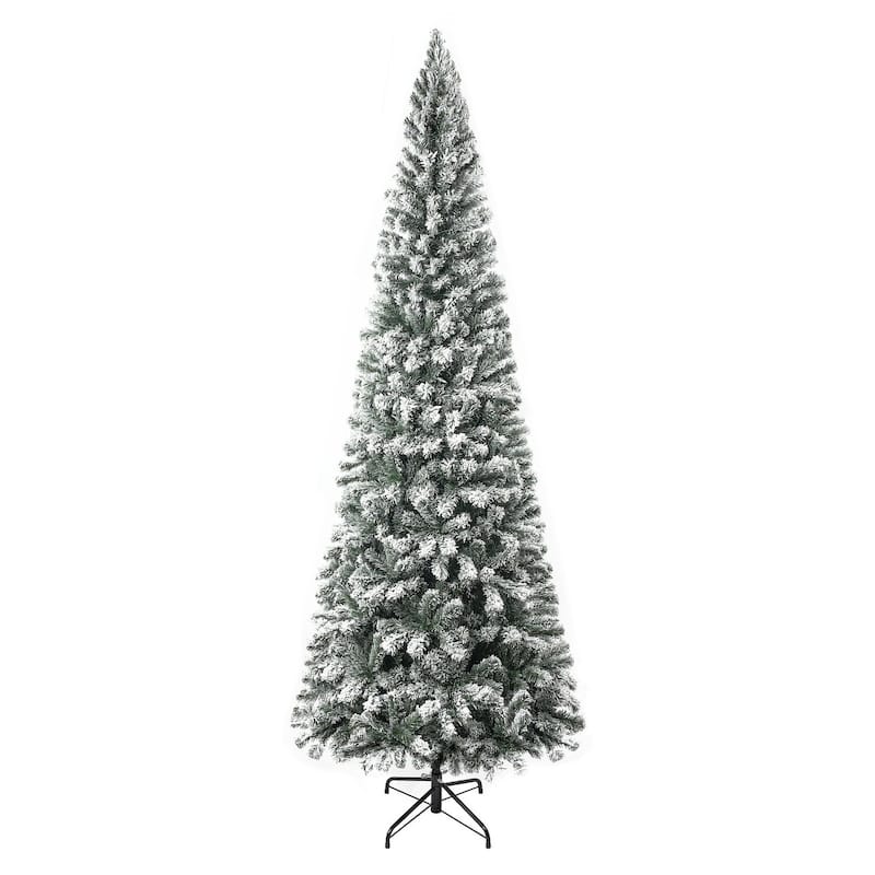 Salzburg Frosted Slim Artificial Christmas Tree with Lights, Prelit Christmas Tree, Pine Fir Christmas Tree with Clear Lights