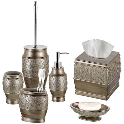 Creative Scents Dublin Brushed SIlver Bathroom Accessory Set of 6