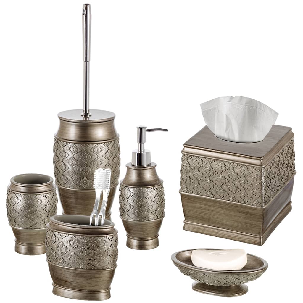 Creative Scents Dublin Brushed SIlver Bathroom Accessory Set of 6