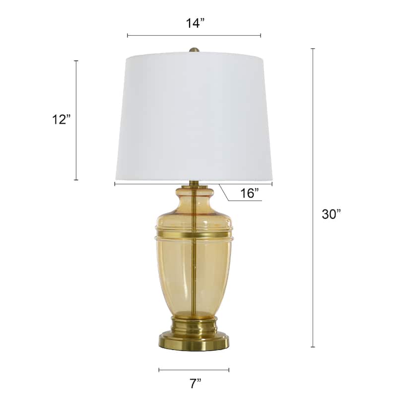 StyleCraft Glass & Steel Table Lamp - Opulence Gold - Off-White Shade