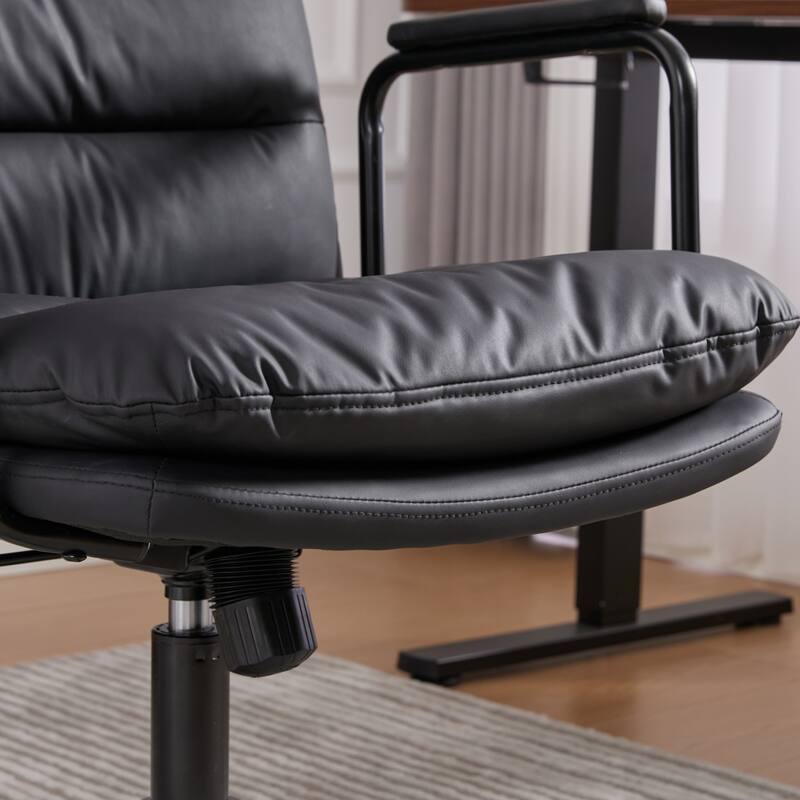 Office Chair,Mid Back Home Office Desk Task Chair with Wheels and Arms Ergonomic PU Leather Computer Rolling Swivel Chair