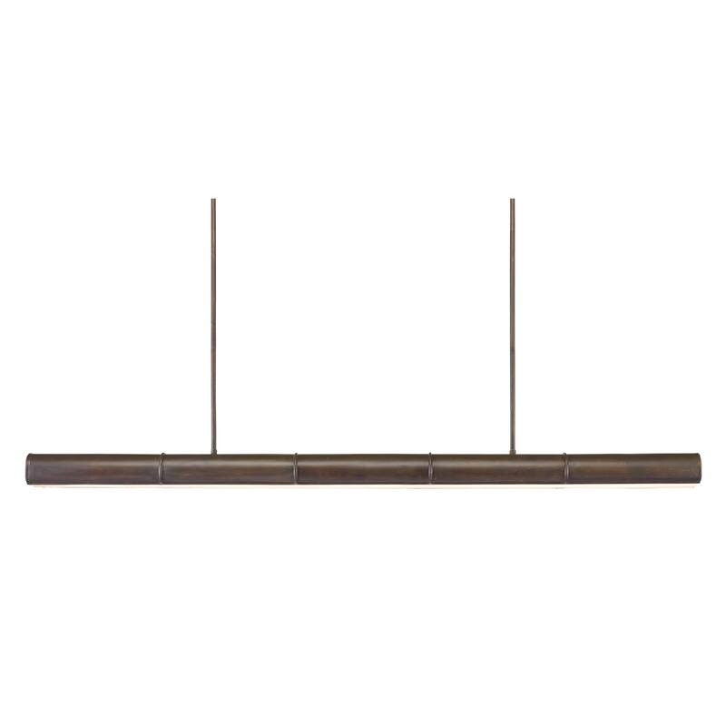 Currey & Company Lyon Linear Large Chandelier - 7.5"h x 65"w x 5.25"d - 7.5"h x 65"w x 5.25"d - Bronze Verdigris/White