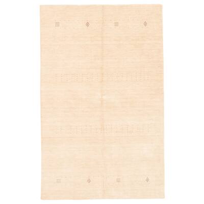 ECARPETGALLERY Hand Loomed Kashkuli Gabbeh Ivory Wool Rug - 5'1 x 8'0
