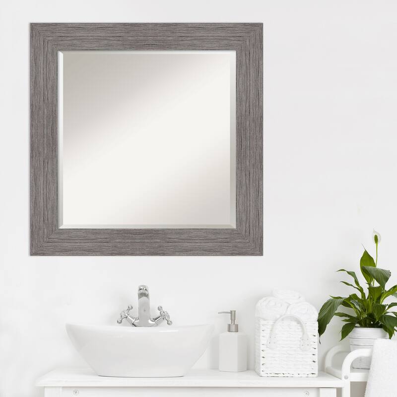 Beveled Bathroom Wall Mirror - Pinstripe Frame