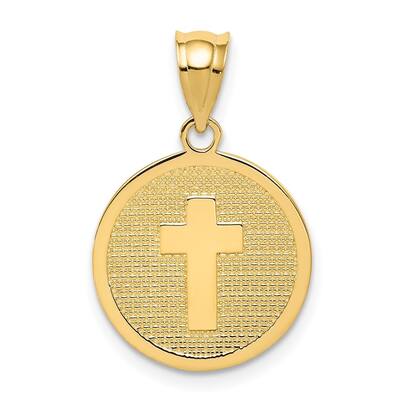 Diamond2Deal 14K Yellow Gold Reversible Cross and GOD BLESS Charm