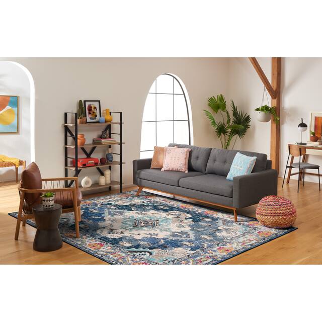 SAFAVIEH Monaco Lillie Boho Medallion Distressed Area Rug - 12' x 18' - Navy/Light Blue