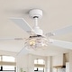preview thumbnail 6 of 77, 42"/52" Modern Farmhouse Ceiling Fan, Remote Control, Quiet Reversible DC Motor, Timer, Black and Walnut Finish 42 in - Distressed White (Geometric Cage) 