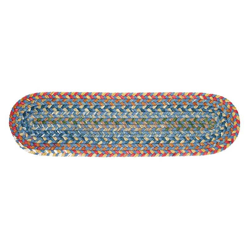 Rhody Rug Charisma Indoor/ Outdoor Braided Area Rug - 8" x 28" Oval - Sapphire