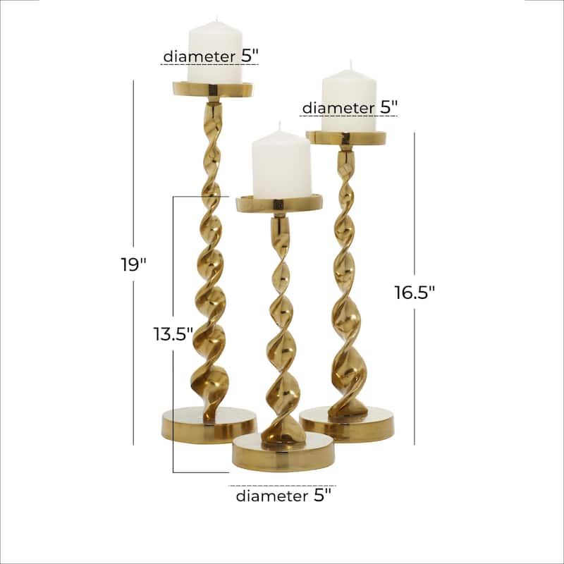 Aluminum Metal Candle Holder - Set of 3 Gold or Silver - Roche River Decor
