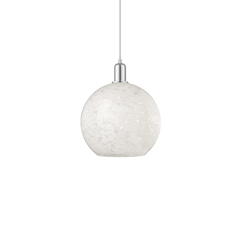 Innovations Lighting 716-1P-15-12 White Mouchette Pendant White - Polished Chrome / White Mouchette