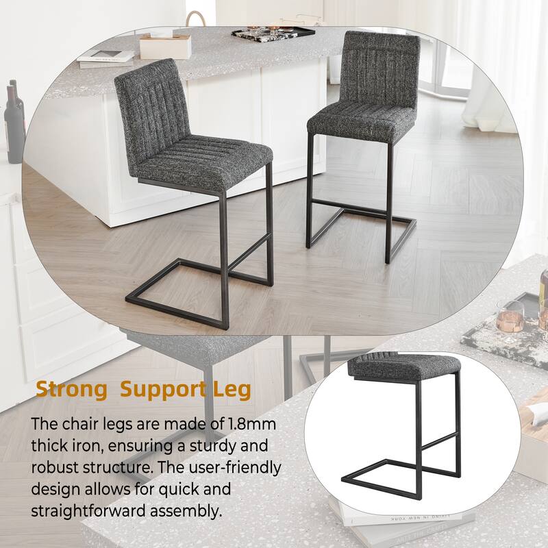 2 Sets Bar Stool - Fabric Chair with Sturdy Metal Frame, Stylish & Comfortable Seating for Kitchen Island, Living Room