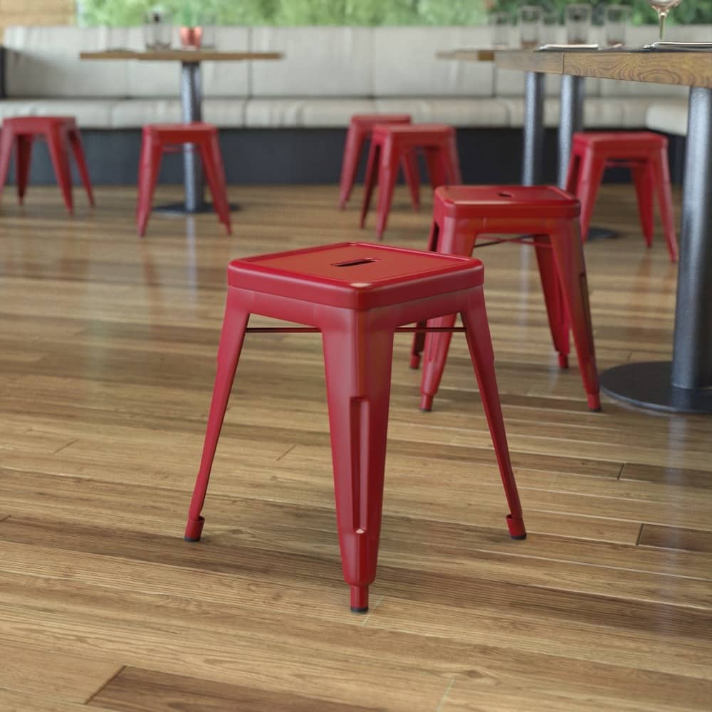 18 Inch Table Height Indoor Stackable Metal Dining Stool-Set of 4 - 15.75"D x 15.75"W x 18"H