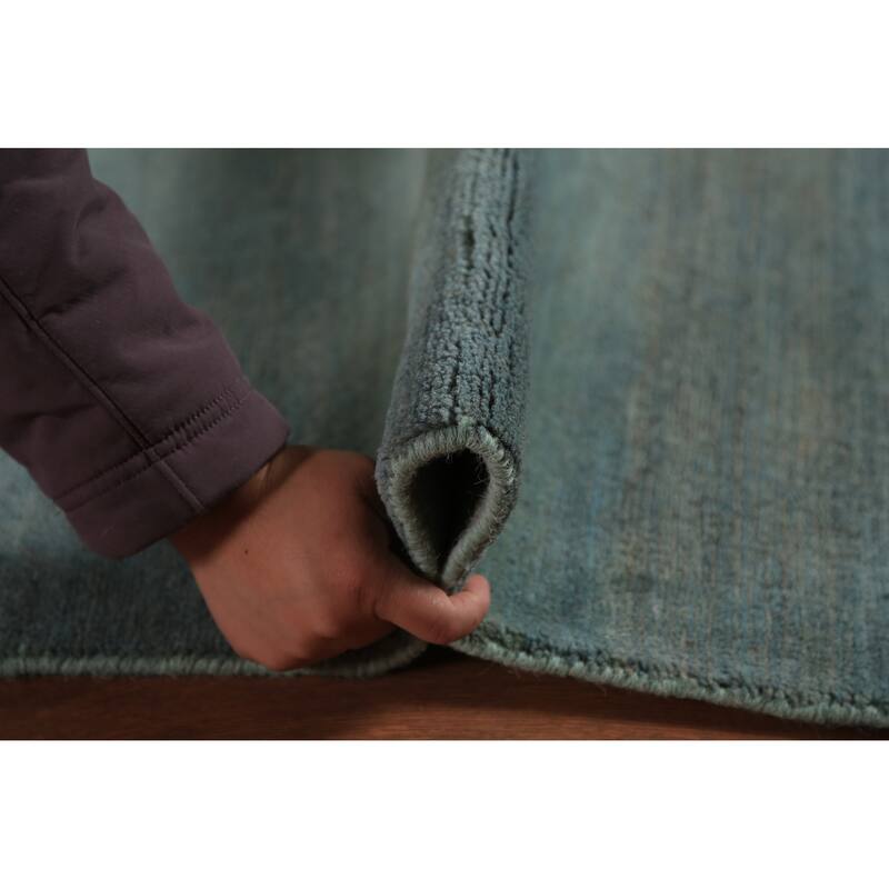 Aqua Blue Modern Gabbeh Oriental Area Rug Handmade Wool Carpet - 6'7" x 9'6"