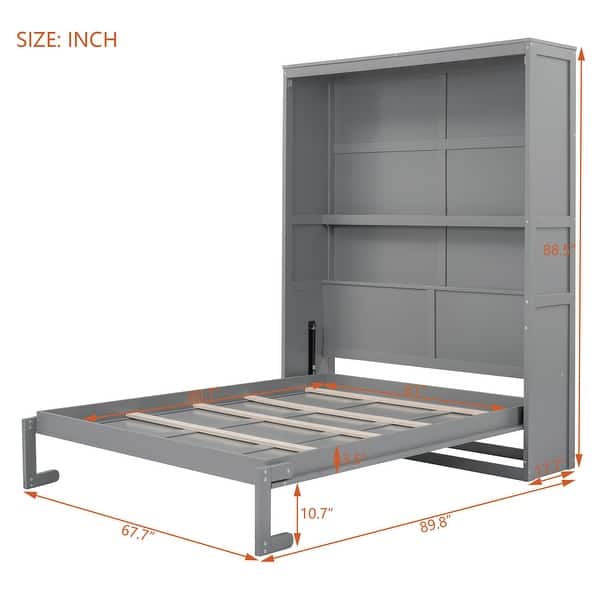 dimension image slide 1 of 4, Murphy Bed Wall Bed with Shelves