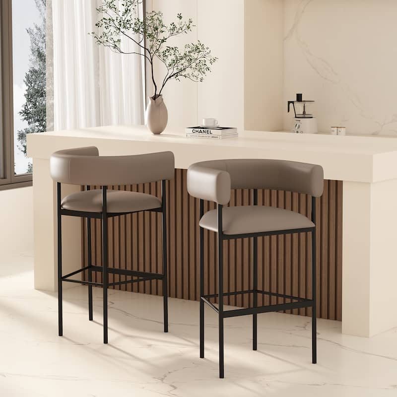 Onda Vegan Leather Metal Upholstered Barstool