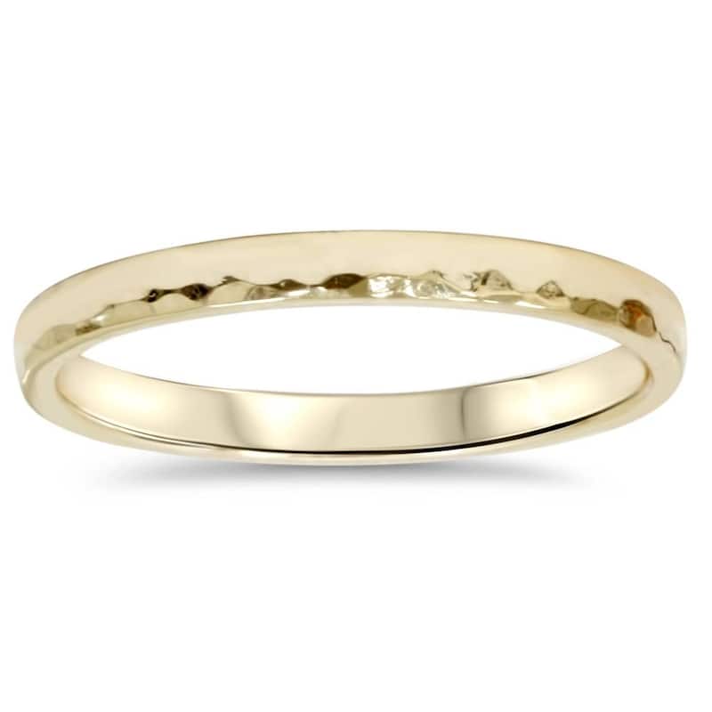 2mm Hammered Yellow Gold Band