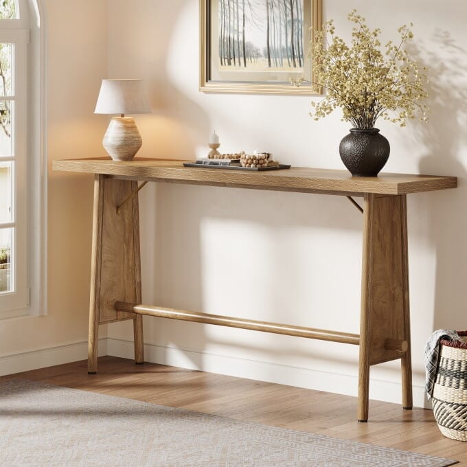 63" Modern Console Sofa Table, Wooden Entryway Table for Entrance, Hallway, Living Room
