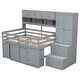preview thumbnail 20 of 54, Wooden Low Loft Bed Frame with Desk, Wardrobe & Big Storage