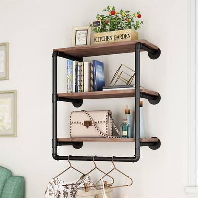 Industrial Pipe Shelving Wall - 10"D x 16"W x 48"H