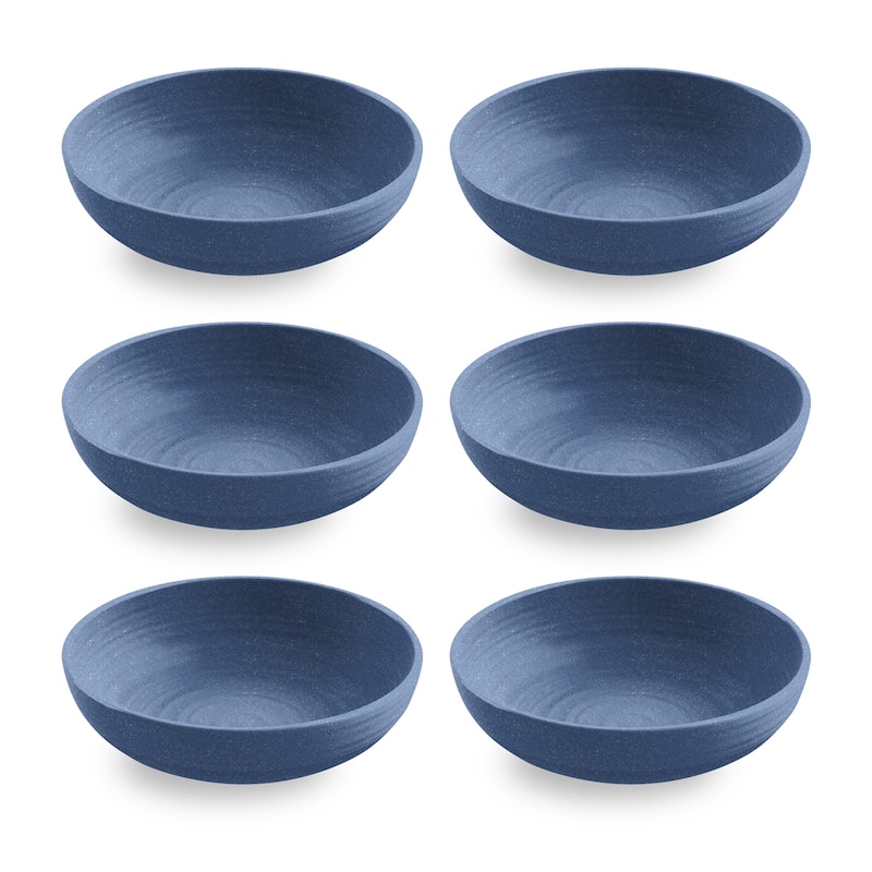 Abode Homewares Planta Artisan Low Bowl - 8" - Set of 6 - Blue