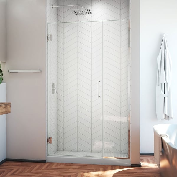slide 2 of 27, DreamLine Unidoor Plus 39-39 1/2 in. W x 72 in. H Frameless Hinged Shower Door - 39" - 39.5" W