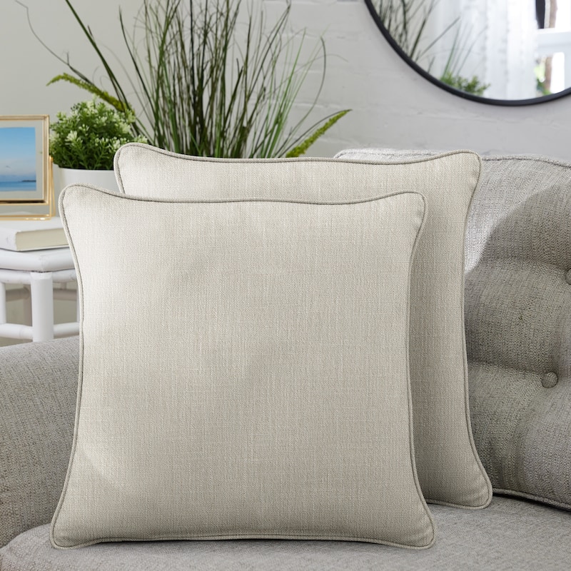 Sorra Home Corded Linen Texture Pillows (Set of 2) - 18 in H x 18 in W x 6 in D - Beige