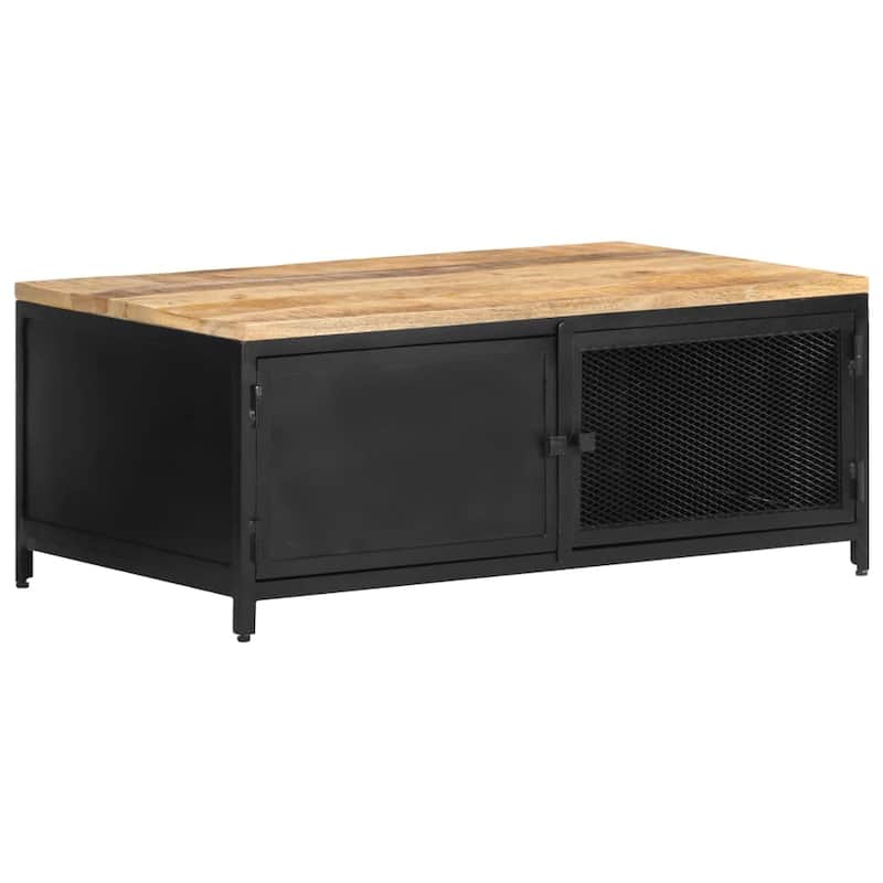 vidaXL Coffee Table 35.4"x19.7"x14.6" Solid Rough Mango Wood