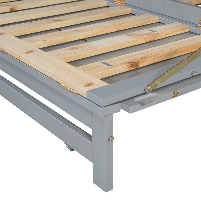 Queen Size Murphy Bed Wall Bed with Iron Legs, Modern Small Room Foldable Bed, Wooden Wall Bed Frame for Home Office