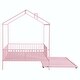 preview thumbnail 4 of 9, Metal House Bed with Fence, With Trundle